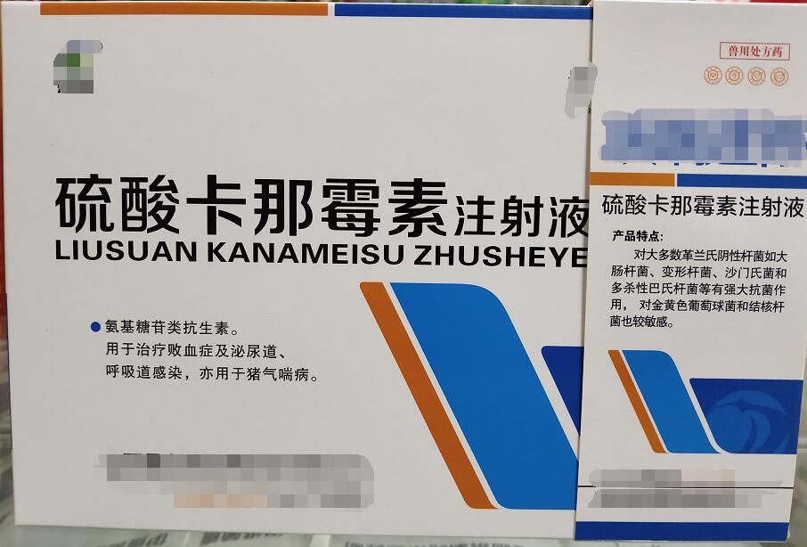 卡那霉素注射液-氨基糖苷類抗生素。用于治療敗血癥及泌尿道、呼吸道感染，亦用于豬氣喘病。